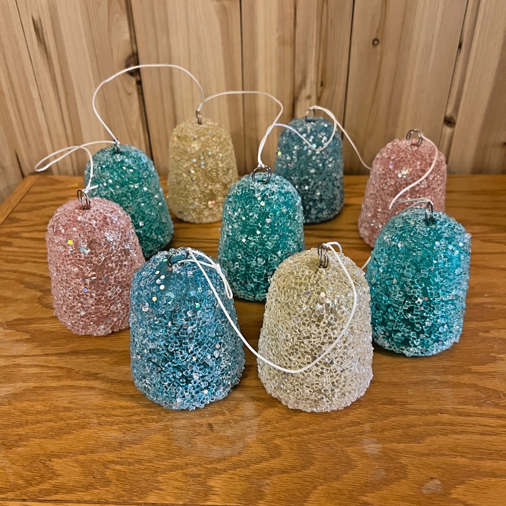 Christmas Jewel‎ Bell Ornaments Sugar Ice Coated Gumdrops Pastel Decor